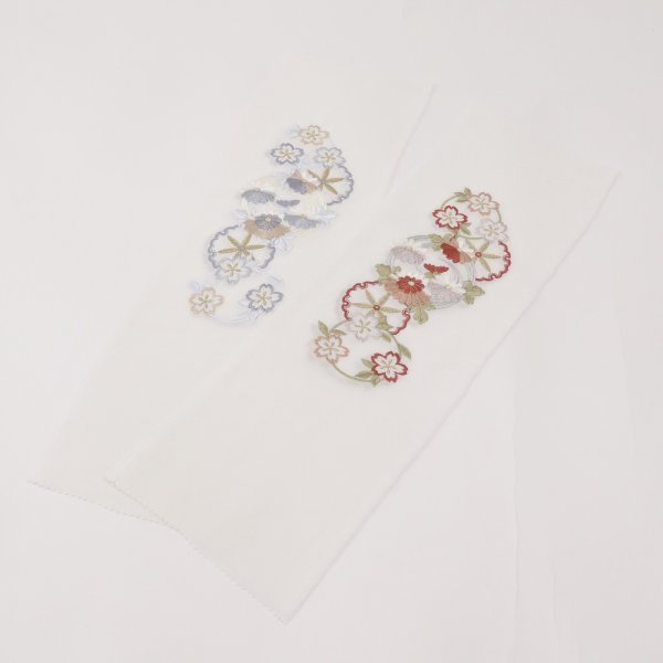 【SALE・特価品】絹交織 ししゅう半衿 雪輪 -2色展開-
