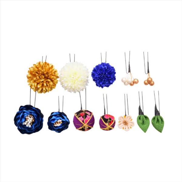 髪飾り大人用【陶器入】No8353 Uピン分かれタイプ ブルー - 画像 (3)