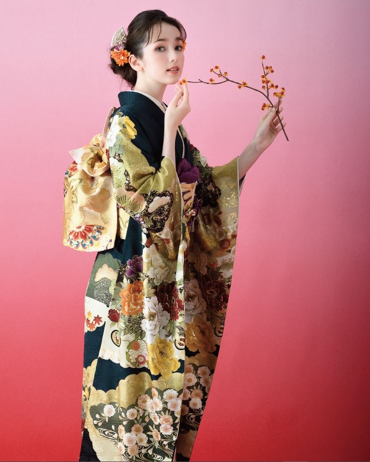 2026正絹振袖 ひいな №1176 -千鳥緑色- - 画像 (2)