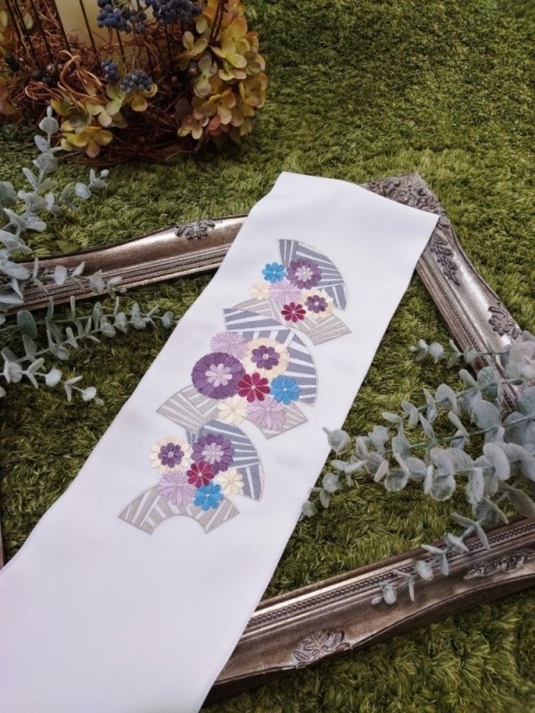 【アウトレット】 ししゅう半衿【ポリ合繊】シルエリー -扇面-3色 - 画像 (6)