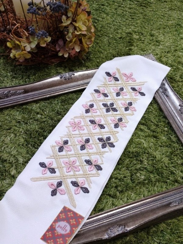 ボリュームししゅう半衿【合繊】puffy RT-2211-b-白