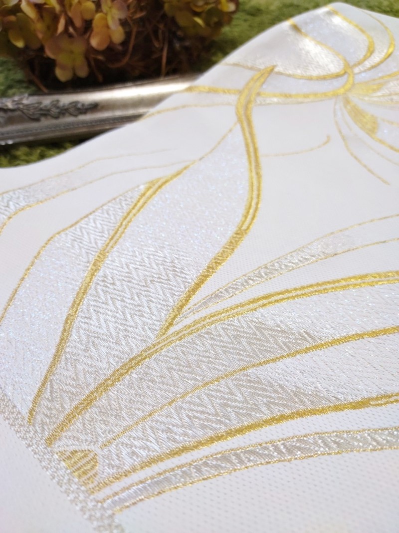 《人気商品》袋帯【正絹】振袖用　GFO-53白ゴールド - 画像 (7)