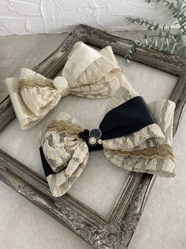 ラフィネモカオリジナル -ゴールドリボン髪飾り- 2Type