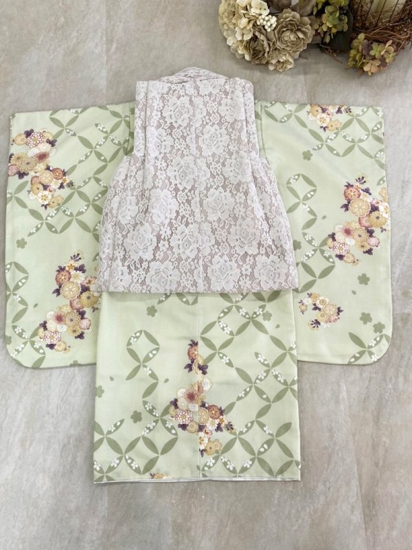 3歳女児被布セット　-№.「3歳_RTG-2306Lg」メロングリーン - 画像 (7)