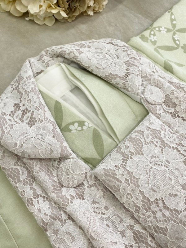 3歳女児被布セット　-№.「3歳_RTG-2306Lg」メロングリーン - 画像 (3)