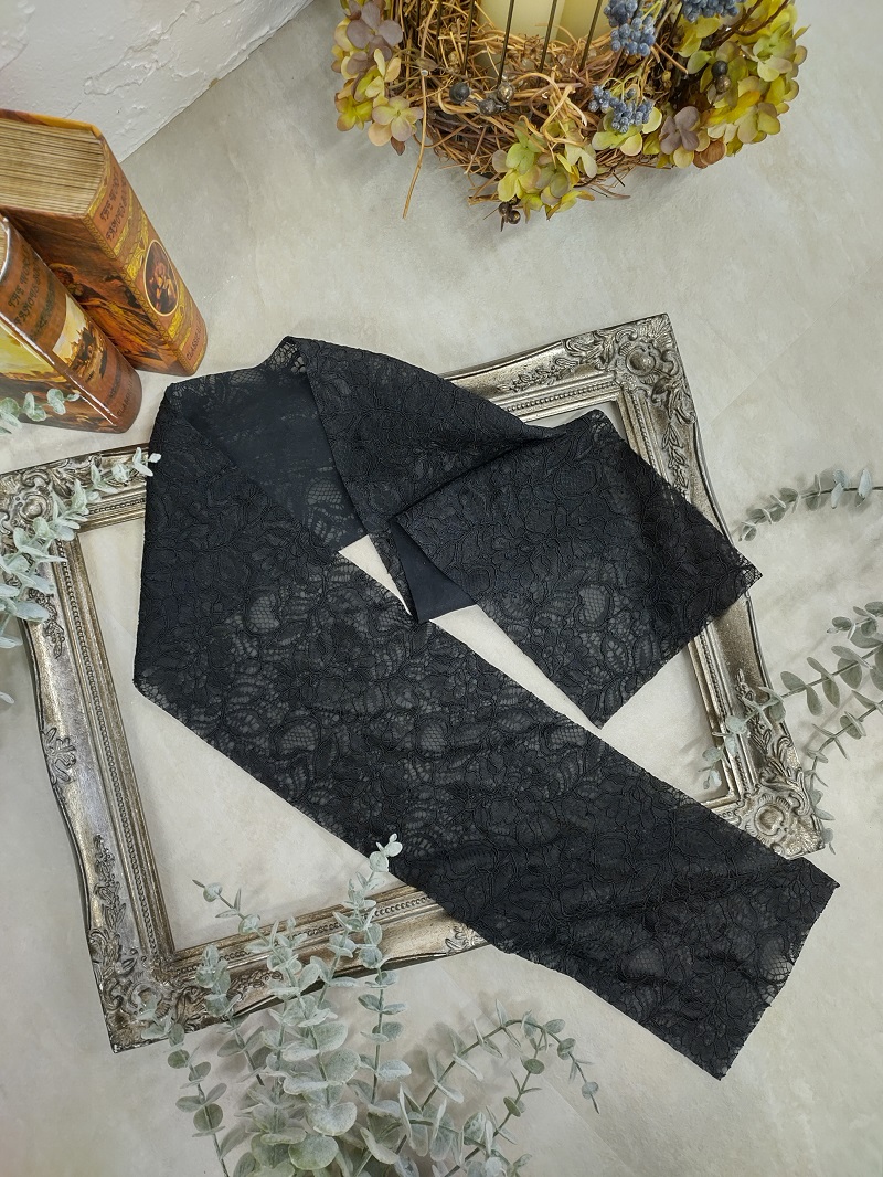 ラフィネ レース半衿/ボンディングレース ブラック