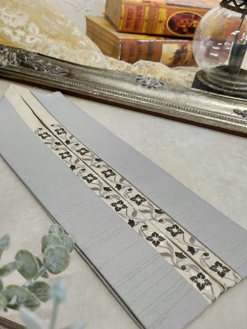 【アウトレット】重衿【合繊】ポリシャンタン刺繍-RSK2307eグレー - 画像 (2)