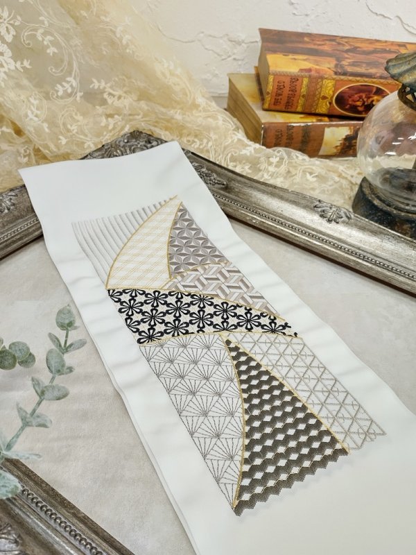 ししゅう半衿【ポリ合繊】シルエリー2023幾何学a - 画像 (4)