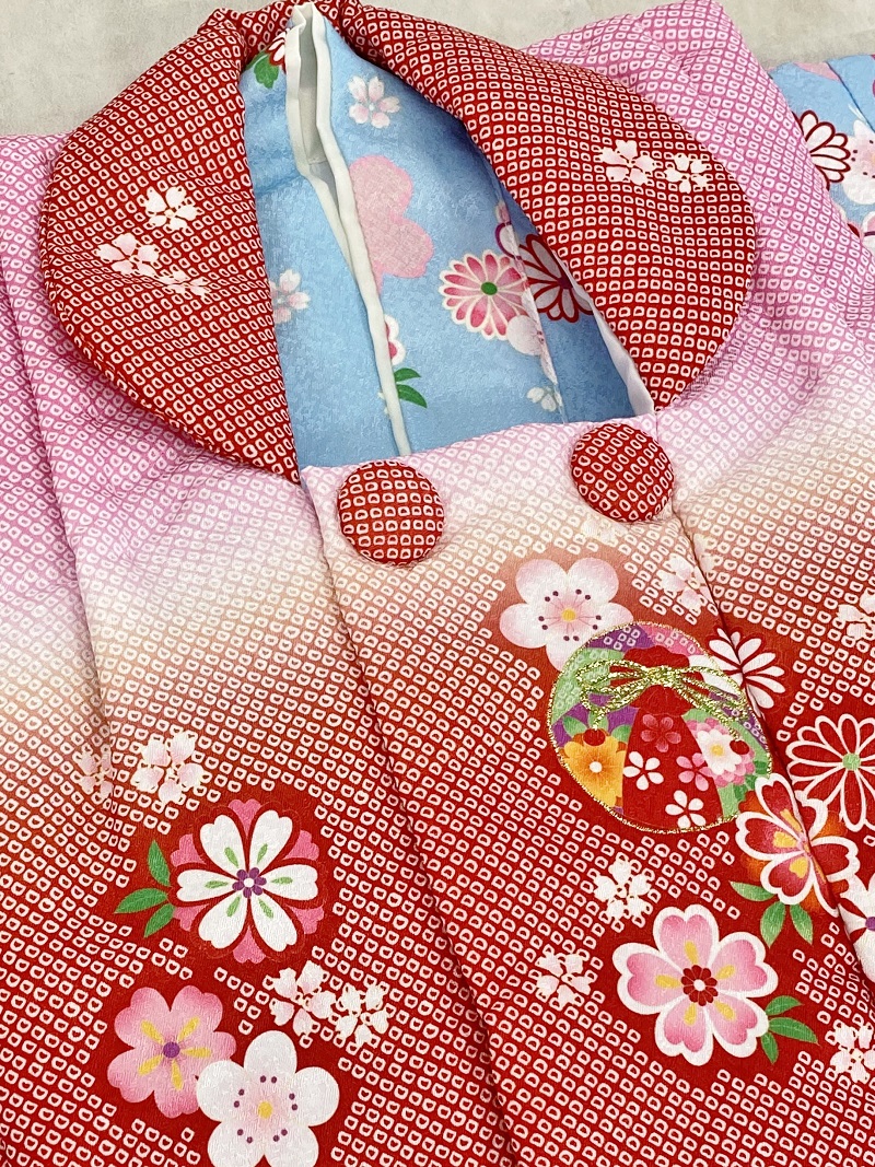 【現品】女児1歳ベビー被布アンサンブル(二部式)RMH2307-j2 赤白青 - 画像 (4)