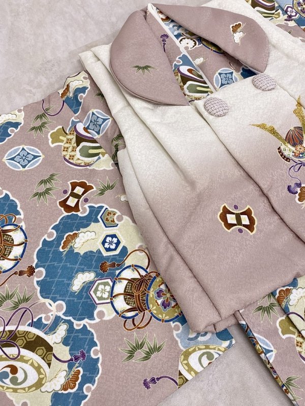 【現品】男児1歳ベビー被布アンサンブル(二部式)RMH2307-d4 ベージュピンク - 画像 (3)