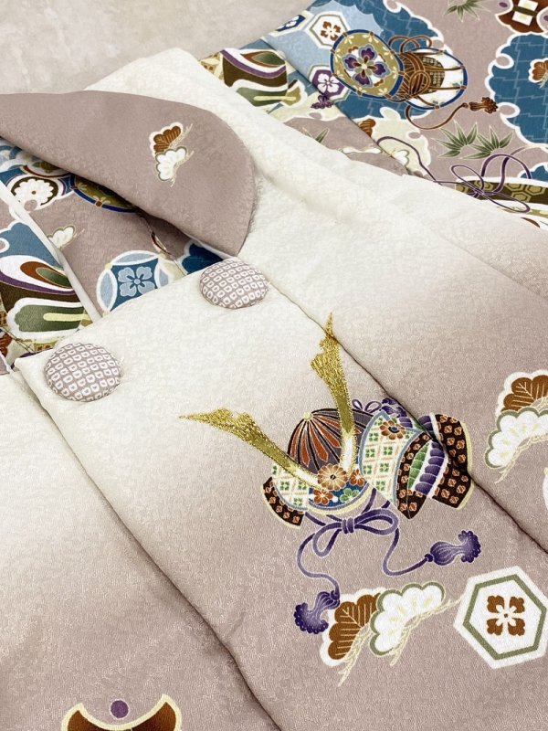 【現品】男児1歳ベビー被布アンサンブル(二部式)RMH2307-d4 ベージュピンク - 画像 (2)