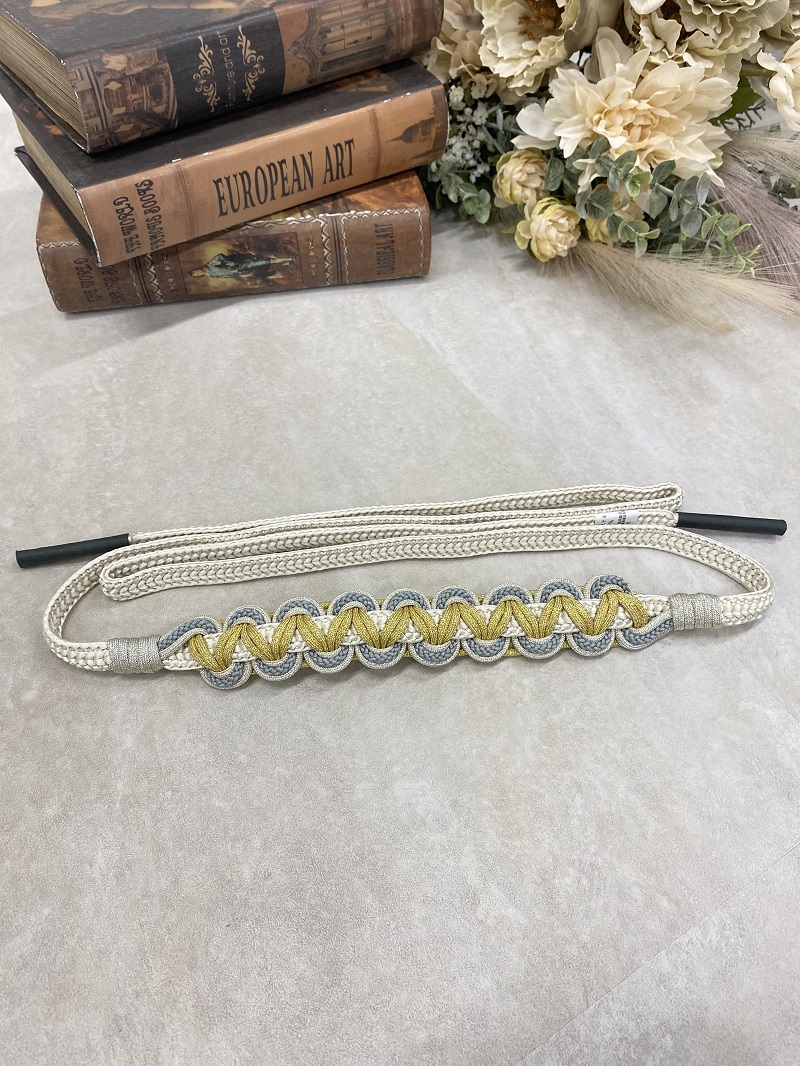 【アウトレット】-ラフィネオリジナル- 帯〆多重組み紐 水色グレー