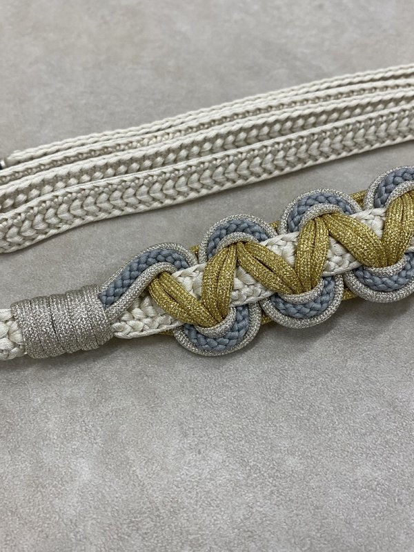 【アウトレット】-ラフィネオリジナル- 帯〆多重組み紐 水色グレー - 画像 (2)