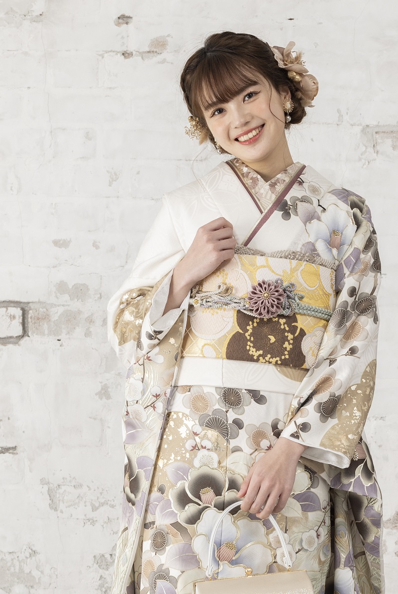 正絹振袖ラフィネモカ RF-20　-フェザーホワイト- - 画像 (2)