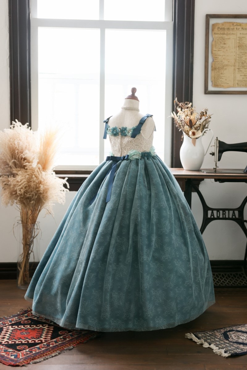 ロングドレスR-089　ブルーグリーン - 画像 (6)