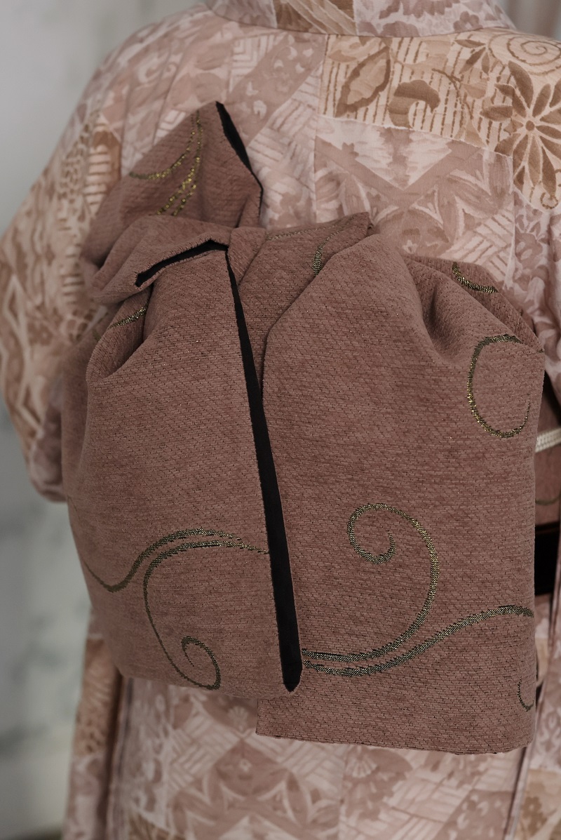 袋帯【正絹】振袖用 GFO-62 ブラウン - 画像 (3)