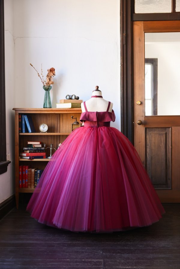 ロングドレスR-113 ワイン - 画像 (2)