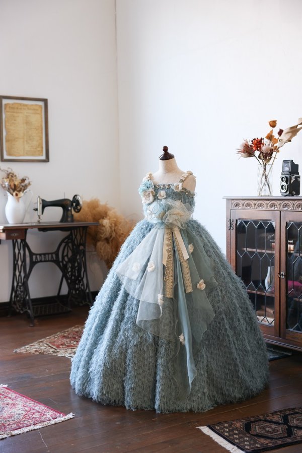 ロングドレスR-107　ブルー