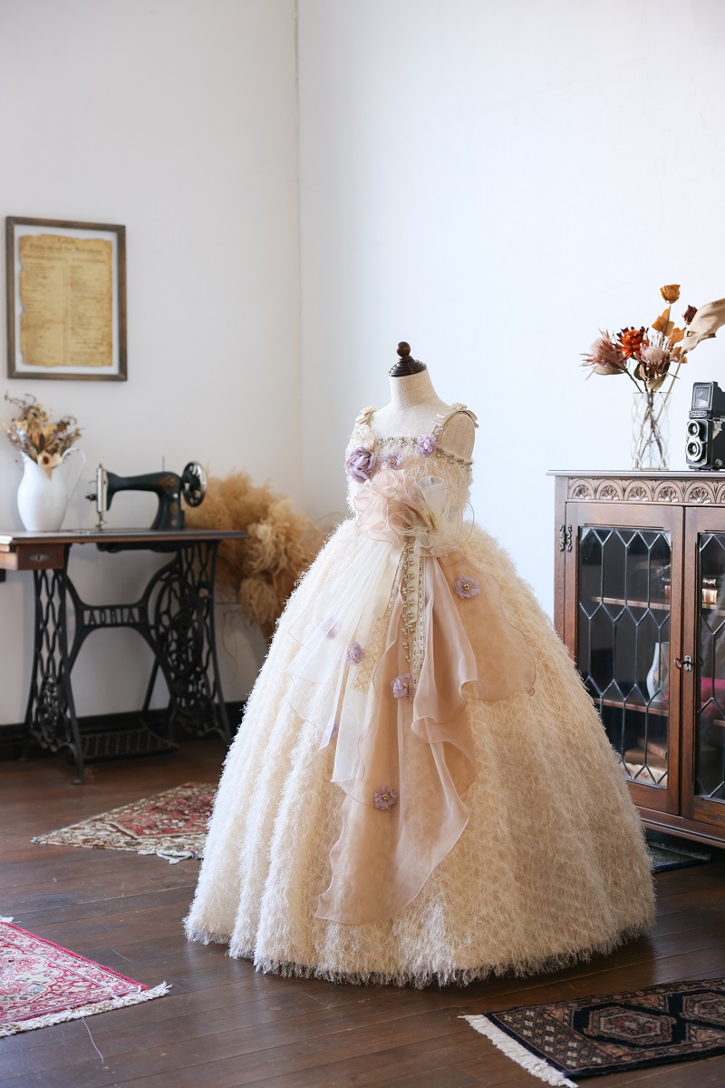 ロングドレスR-107　アイボリー