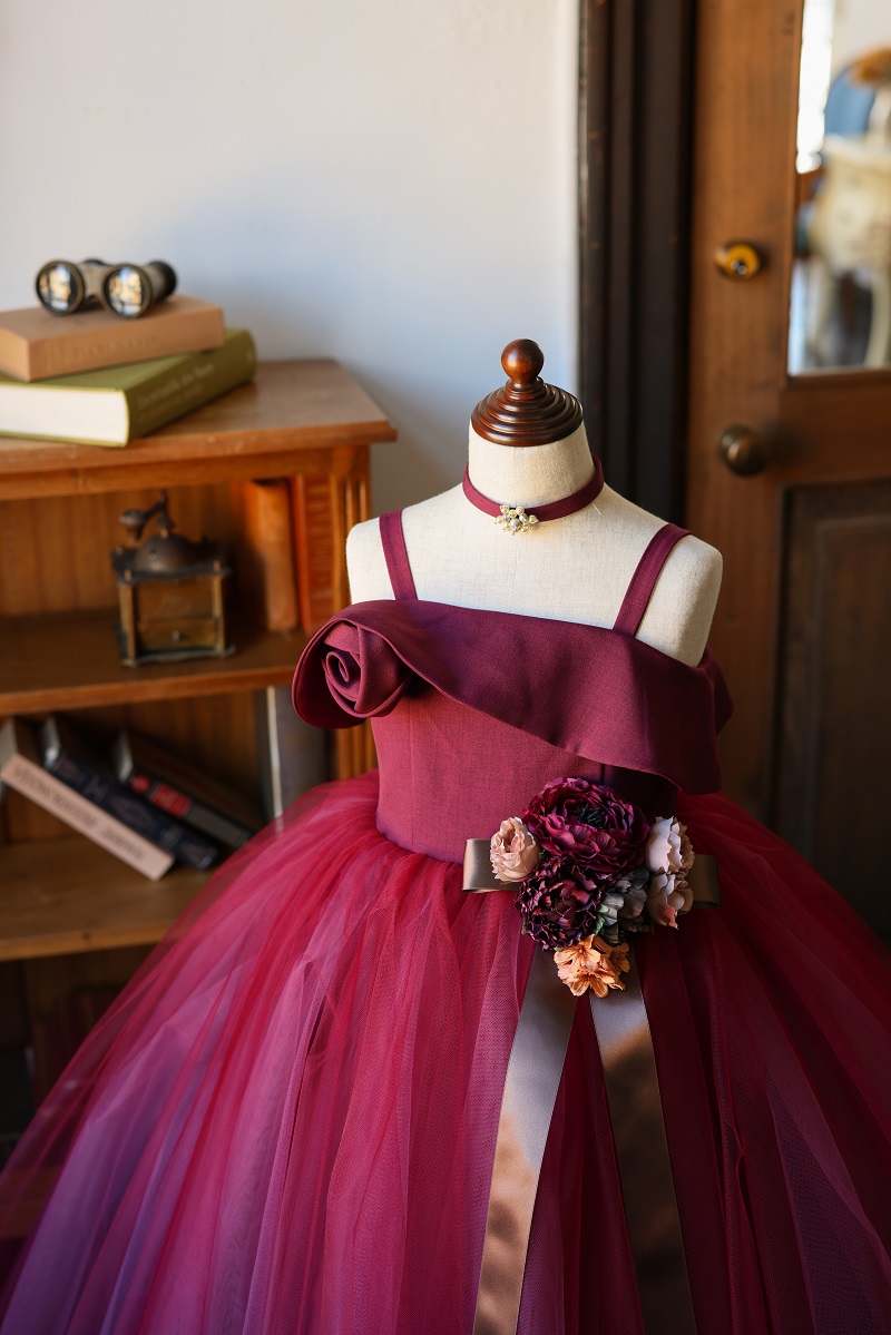 ロングドレスR-113 ワイン - 画像 (3)