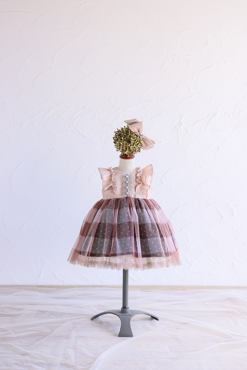 【現品80㎝】ショートドレスR-117 ピンクベージュ - 画像 (2)