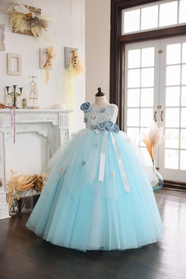 【現品120㎝】ロングドレスR-112 ブルー