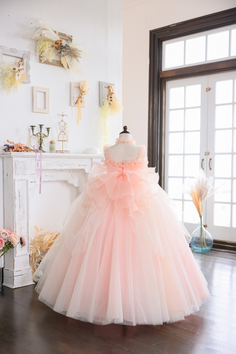 ロングドレスR-124 サーモンピンク - 画像 (2)