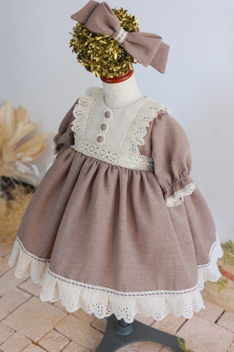 【現品80㎝】ショートドレスR-094 モカ - 画像 (5)