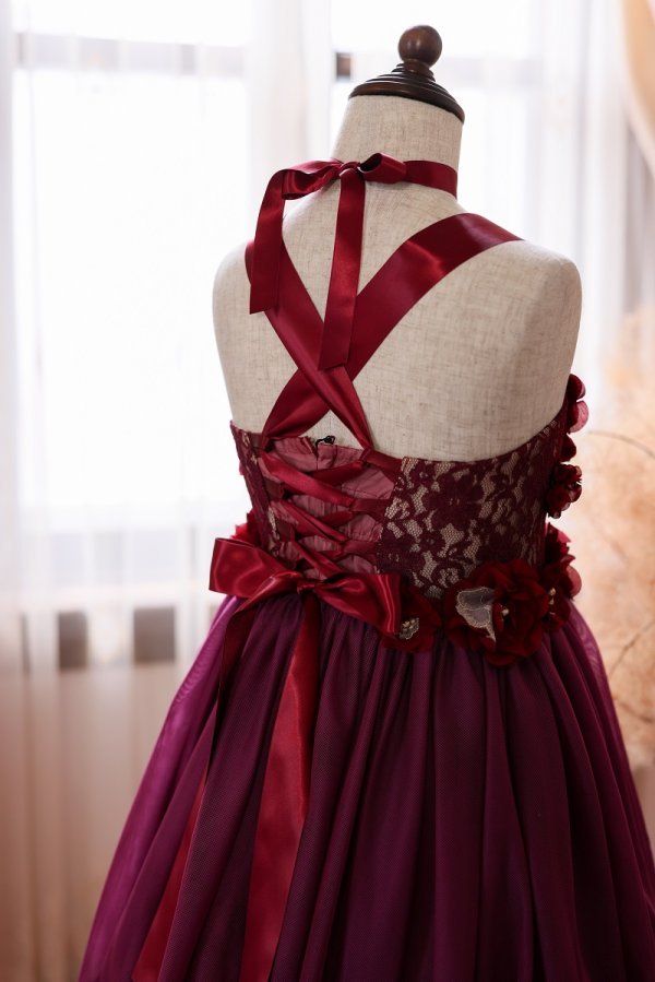 ロングドレスR-104 ワイン - 画像 (7)