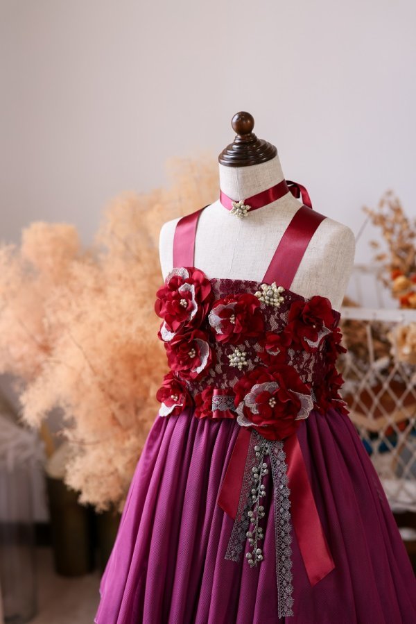 ロングドレスR-104　ワイン - 画像 (4)