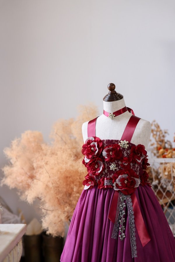 ロングドレスR-104　ワイン - 画像 (3)