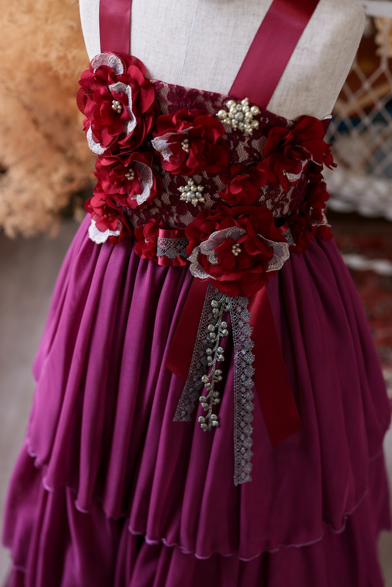 【現品120㎝】ロングドレスR-104 ワイン - 画像 (5)