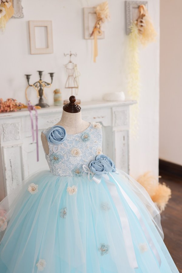 【現品120㎝】ロングドレスR-112　ブルー - 画像 (2)