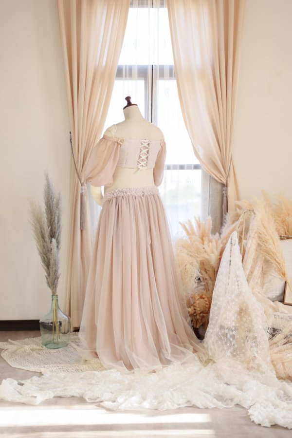 マタニティードレス R-2015 ベージュ - 画像 (2)