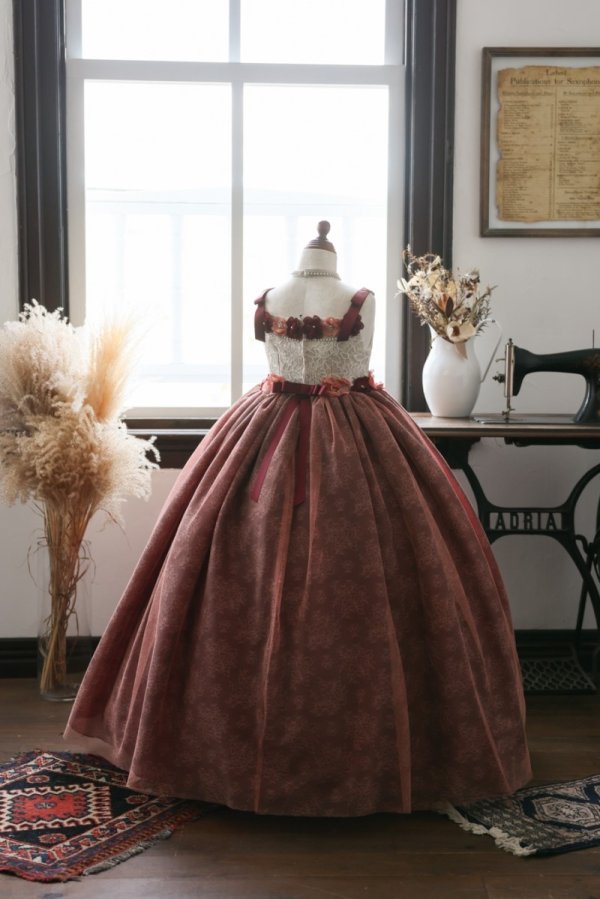 ロングドレスR-089　ワイン - 画像 (3)