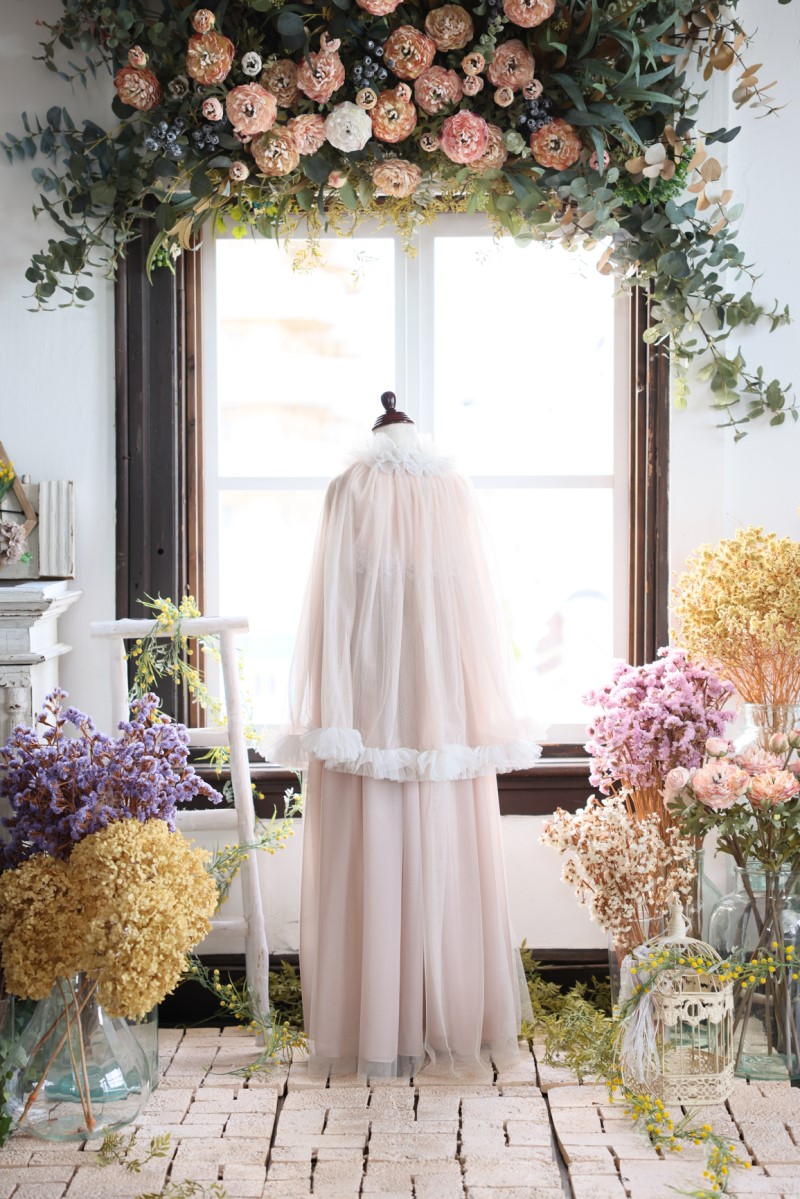 【現品120㎝】ロングドレスR-088　ベージュ - 画像 (2)