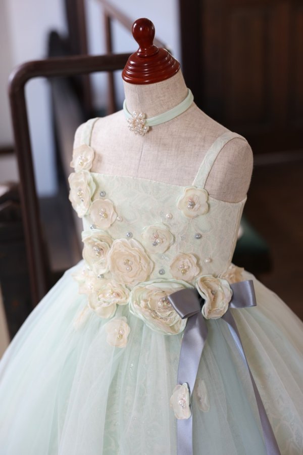 ロングドレスR-045 シャーベットグリーン - 画像 (2)