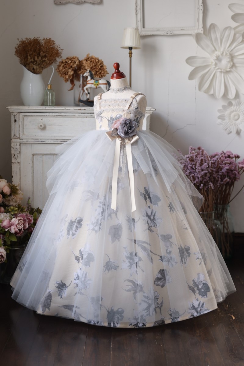 ロングドレスR-090 グレー