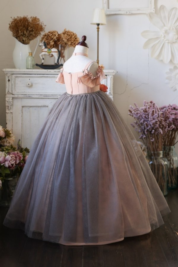 ロングドレスR-091　サーモンピンク - 画像 (2)