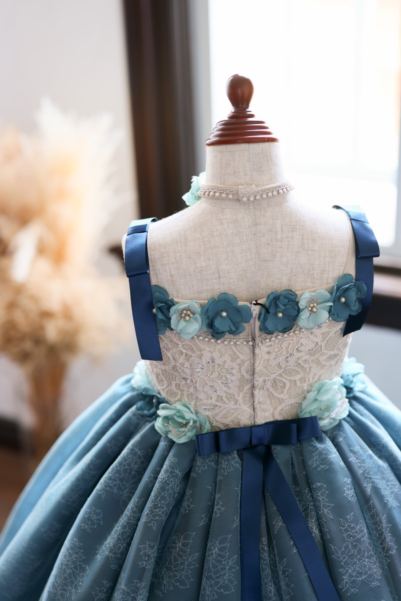 ロングドレスR-089　ブルーグリーン - 画像 (9)