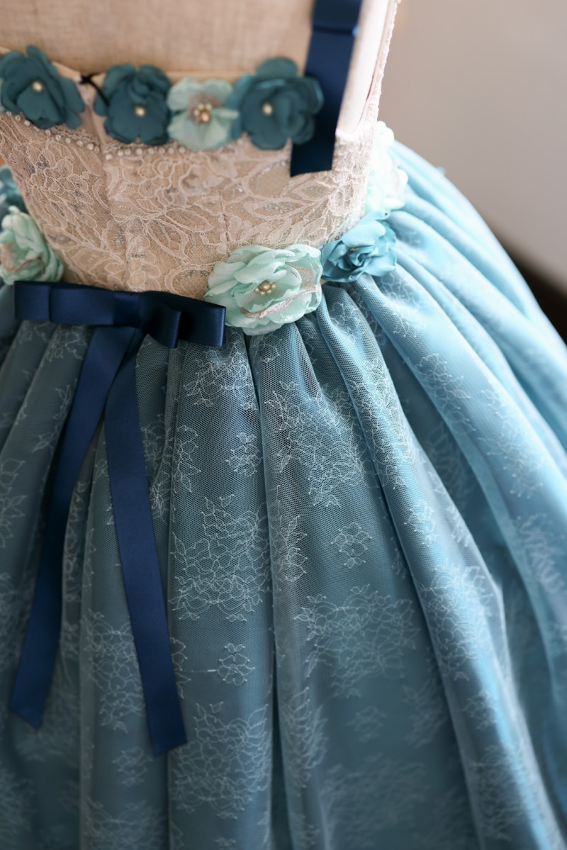 ロングドレスR-089　ブルーグリーン - 画像 (2)