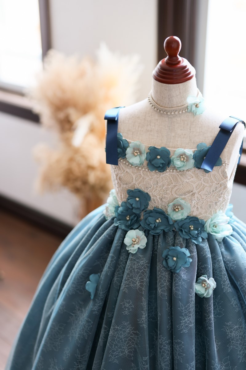 ロングドレスR-089　ブルーグリーン - 画像 (4)