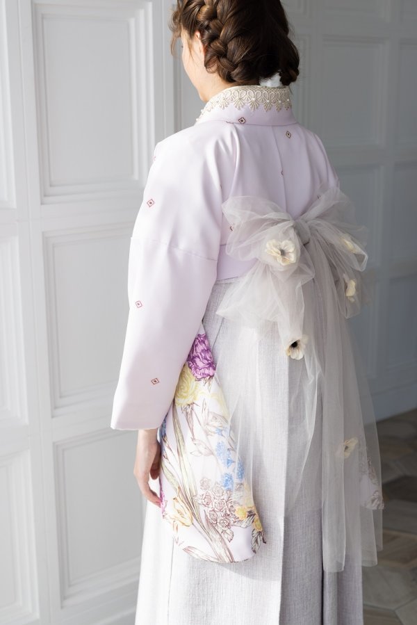 ﾗﾌｨﾈﾓｶ二尺袖/卒業袴　アンティークガーデンRM-164/RH-95【ﾗﾍﾞﾝﾀﾞｰﾋﾟﾝｸ/ﾊﾟｰﾌﾟﾙ】 - 画像 (5)