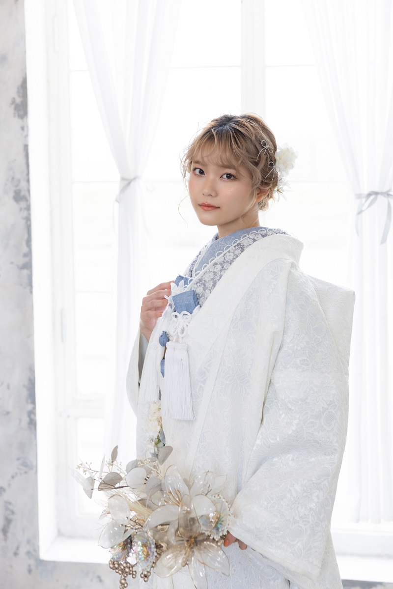 【ラフィネモカ】打掛UK-005【白ブルー】 - 画像 (2)