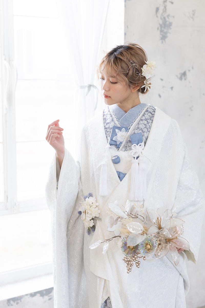 【ラフィネモカ】打掛UK-005【白ブルー】 - 画像 (3)