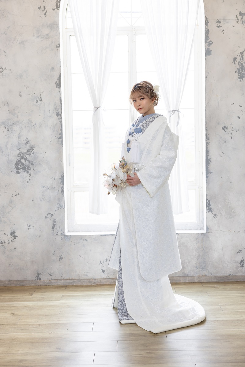 【ラフィネモカ】打掛UK-005【白ブルー】