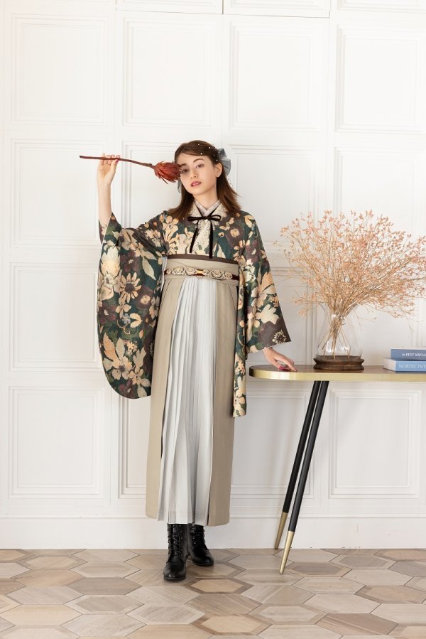 ﾗﾌｨﾈﾓｶ二尺袖/卒業袴　ゴブランRM-182/RH-94【ｸﾞﾘｰﾝ/ｵﾘｰﾌﾞ】