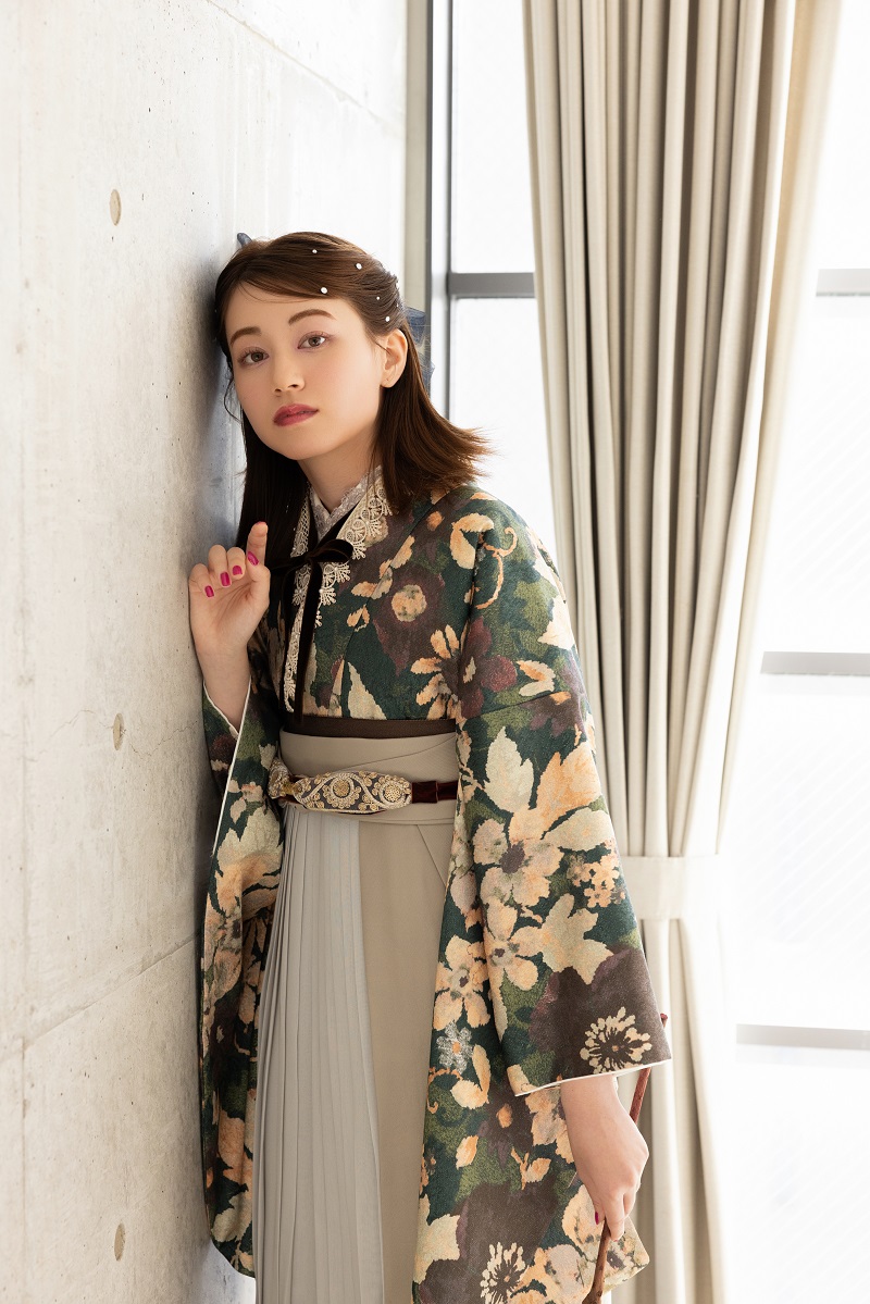 【トルソー現品】ﾗﾌｨﾈﾓｶ二尺袖（着物のみ）　ゴブランRM-182【ｸﾞﾘｰﾝ】 - 画像 (7)