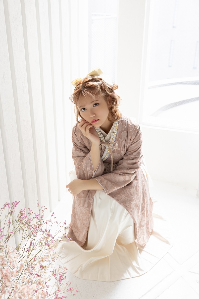 ラフィネモカ二尺袖/卒業袴 ロココ・シフォンRM-171/RH-100【ダークピンク/アイボリー】 - 画像 (2)