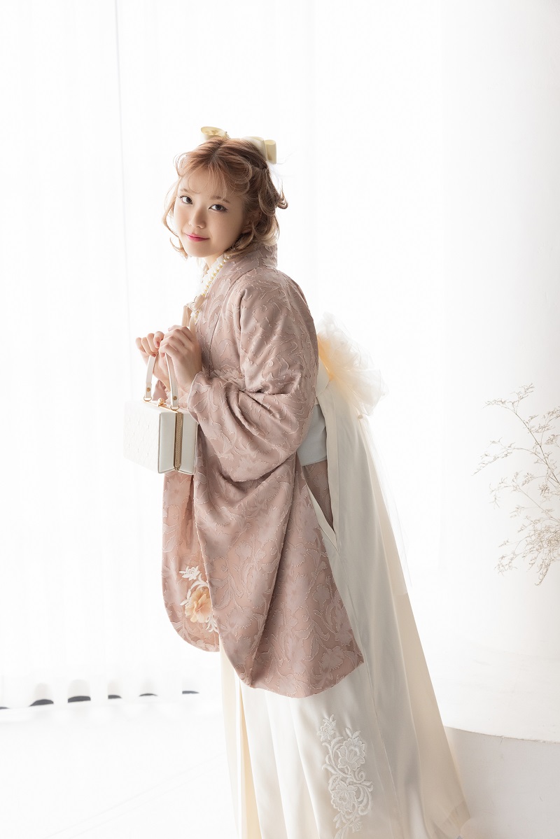 ラフィネモカ二尺袖/卒業袴 ロココ・シフォンRM-171/RH-100【ダークピンク/アイボリー】 - 画像 (6)